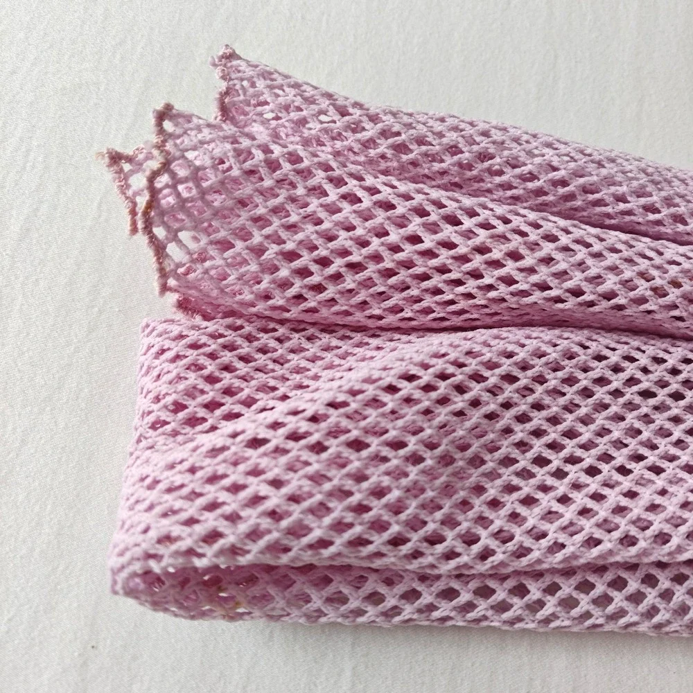 Lavender Purple Sheer Fishnet Mesh Skinny Scarf Y2K Open Knit Lettuce Edge
